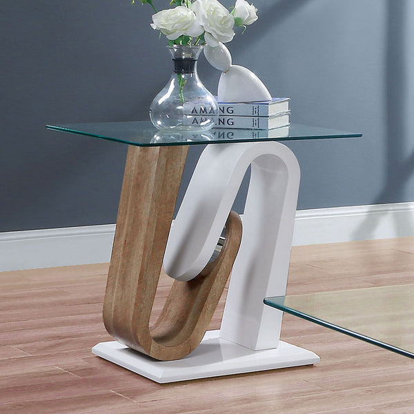 Batam - End Table - White / Natural Tone