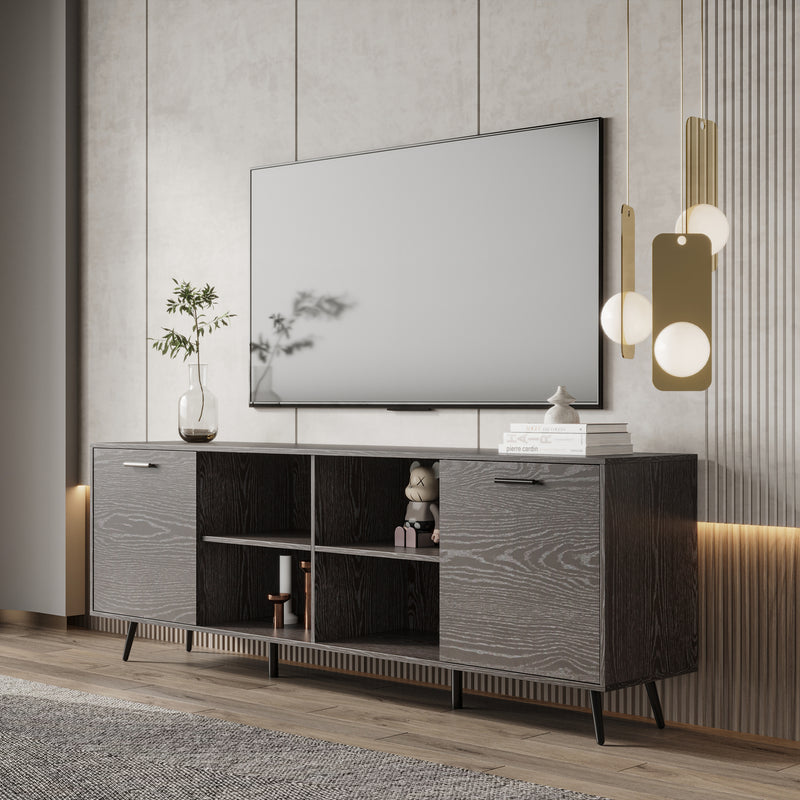 TV Stand Mid-Century Wood Modern Entertainment Center Adjustable Storage Cabinet TV Console for Living Room