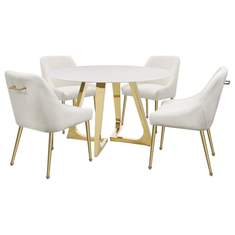 Gwynn - Round Marble Stainless Steel Dining Table - Gold