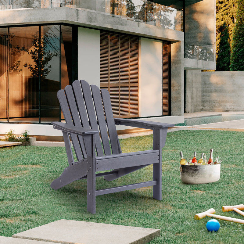 Classic Outdoor Adirondack Chair for Garden Porch Patio Deck Backyard, Weather Resistant Accent Furniture, Slate Grey