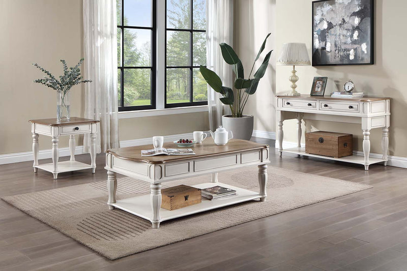 Florian - Coffee Table - Oak & Antique White Finish