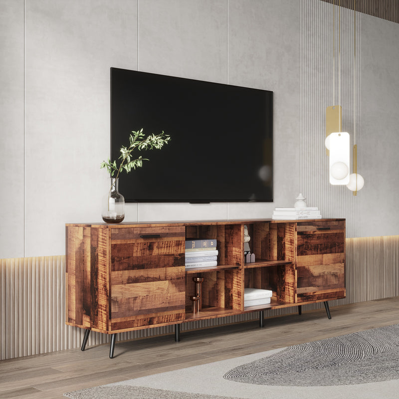 TV Stand Mid-Century Wood Modern Entertainment Center Adjustable Storage Cabinet TV Console for Living Room