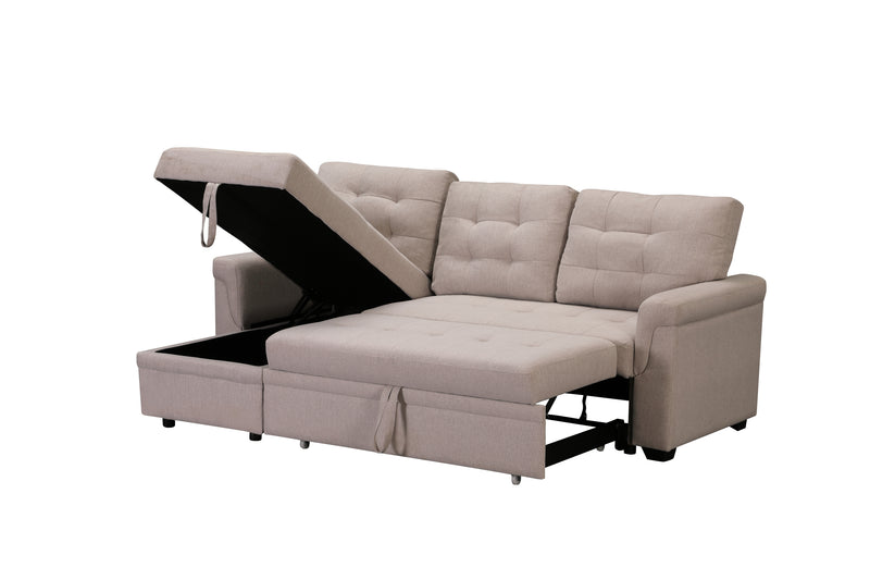 Upholstery Sleeper Sectional Sofa Beige