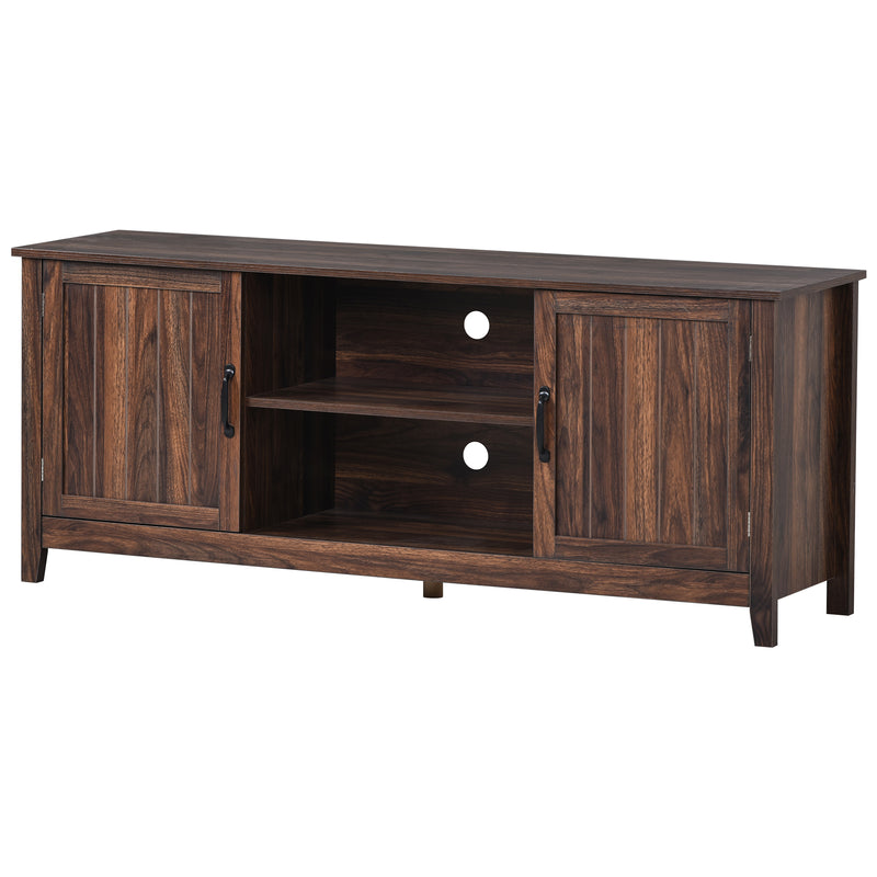 U-Can TV Stand for TV up to 60in with 2  Doors Adjustable Panels Open Style Cabinet, Sideboard for Living room, Tiger