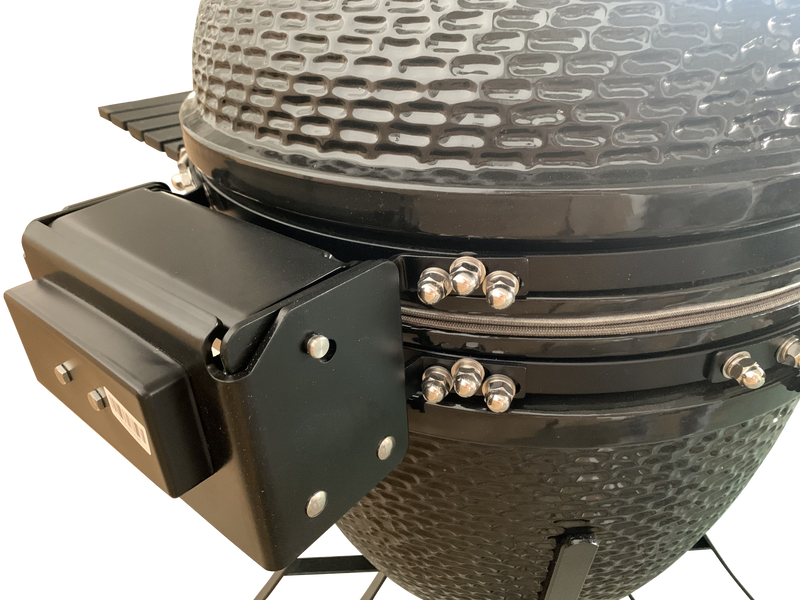 The spot/TOOPO 24inch Barbecue Charcoal Grill, Ceramic Kamado Grill with Side Table, Suitable for Camping and Picnic,Black