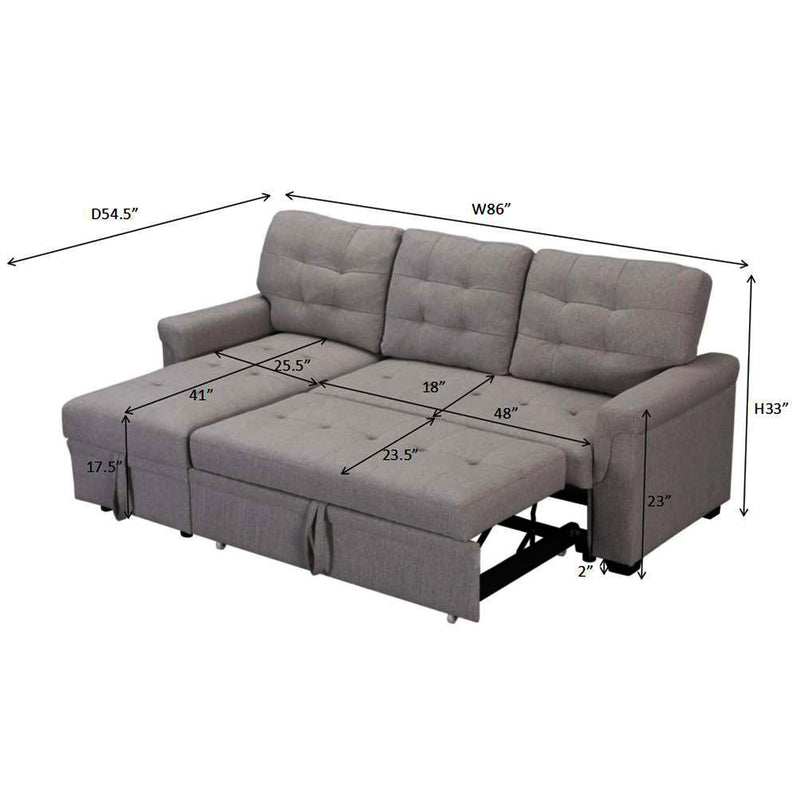 Upholstery Sleeper Sectional Sofa dark gray