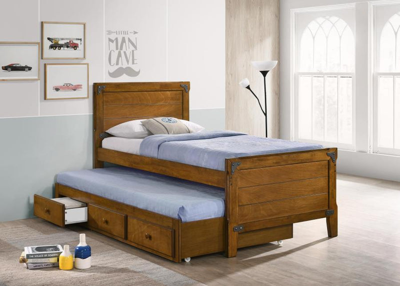 Granger - Twin Captain's Bed With Trundle - Rustic Honey