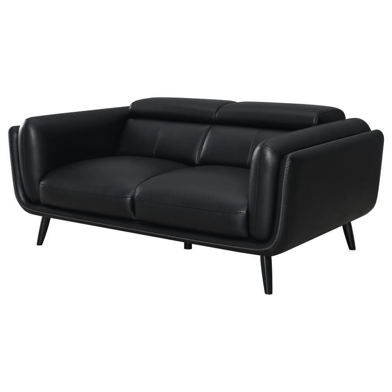 Shania - Track Arms Loveseat With Tapered Legs - Black