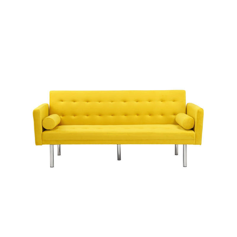 Square arm sleeper sofa Yellow Velvet ***Not available for sale on Walmart***