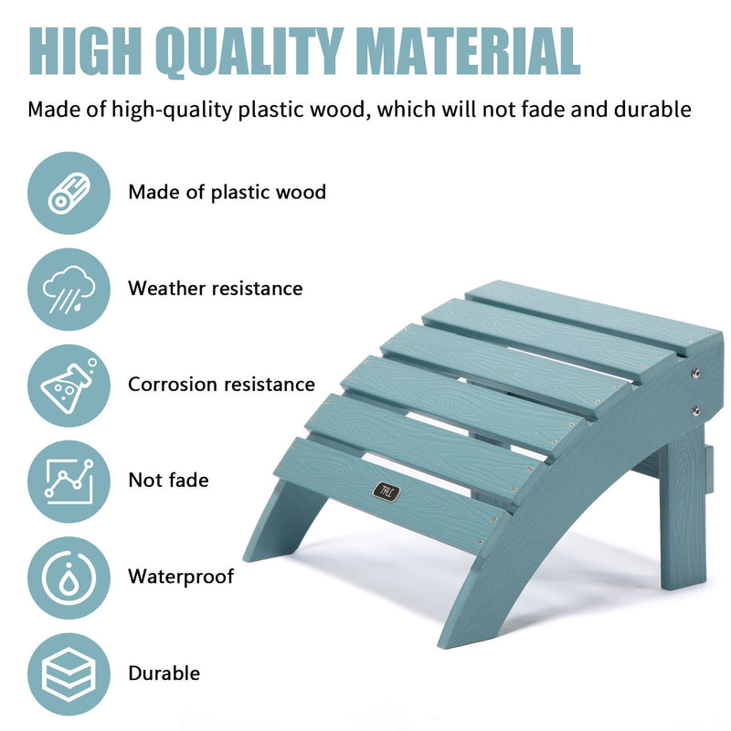 TALE Adirondack Ottoman Footstool All-Weather and Fade-Resistant Plastic Wood for Lawn Outdoor Patio Deck Garden Porch Lawn Furniture Blue