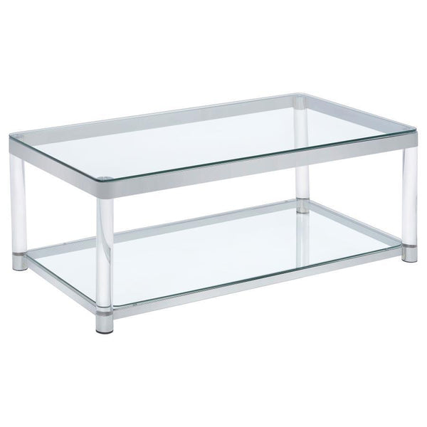 Anne - Coffee Table With Lower Shelf - Chrome And Clear