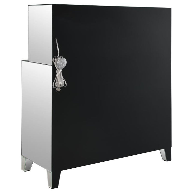 Yvaine - 2-Door Mirrored Wine Cabinet With Faux Crystal Inlay - Silver