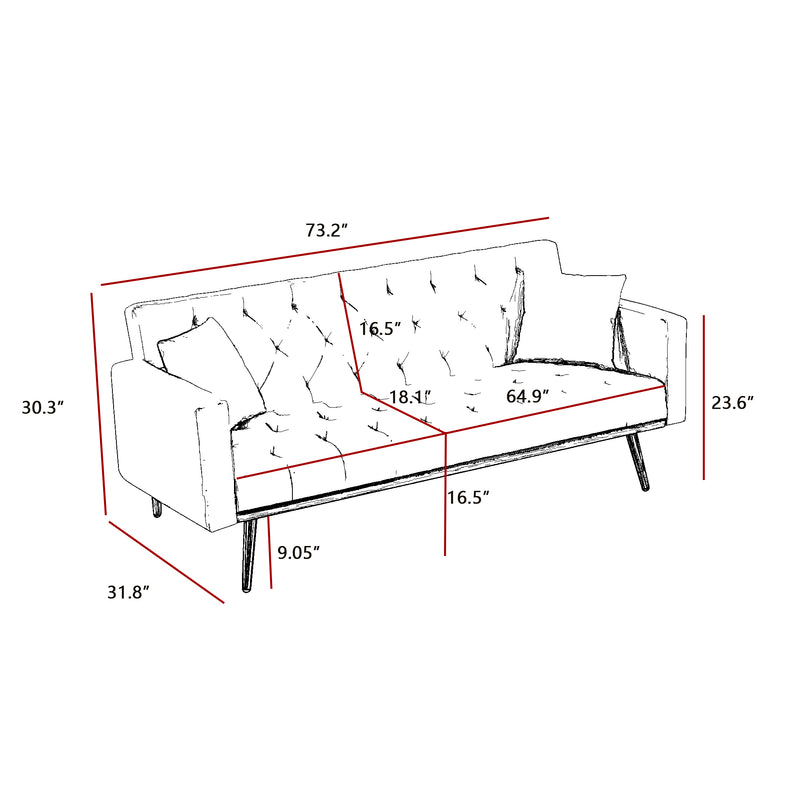 WHITE Convertible Folding Futon Sofa Bed , Sleeper Sofa Couch for Compact Living Space.