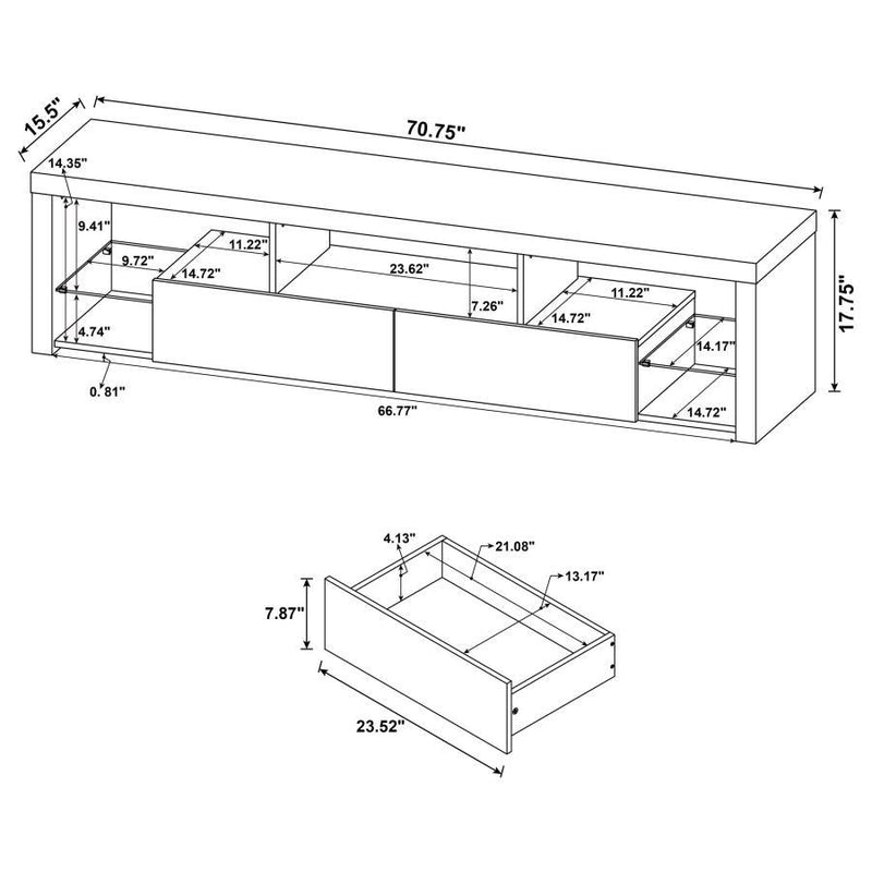 Jude - 2-Drawer 71" TV Stand With Shelving - White High Gloss