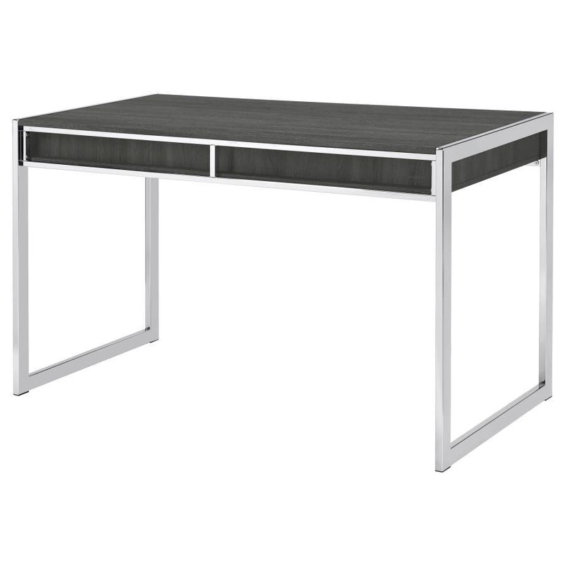 Wallice - 2-Drawer Writing Desk - Weathered Gray/Chrome