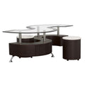 Buckley - Curved Glass Top Coffee Table With Stools