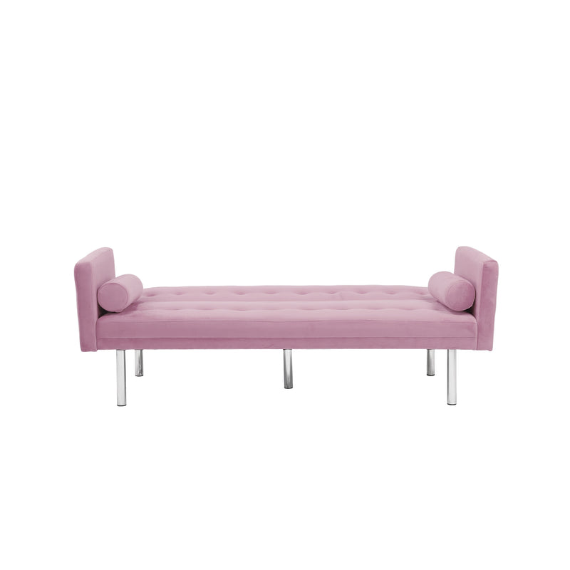 Square arm sleeper sofa Pink Velvet ***Not available for sale on Walmart***