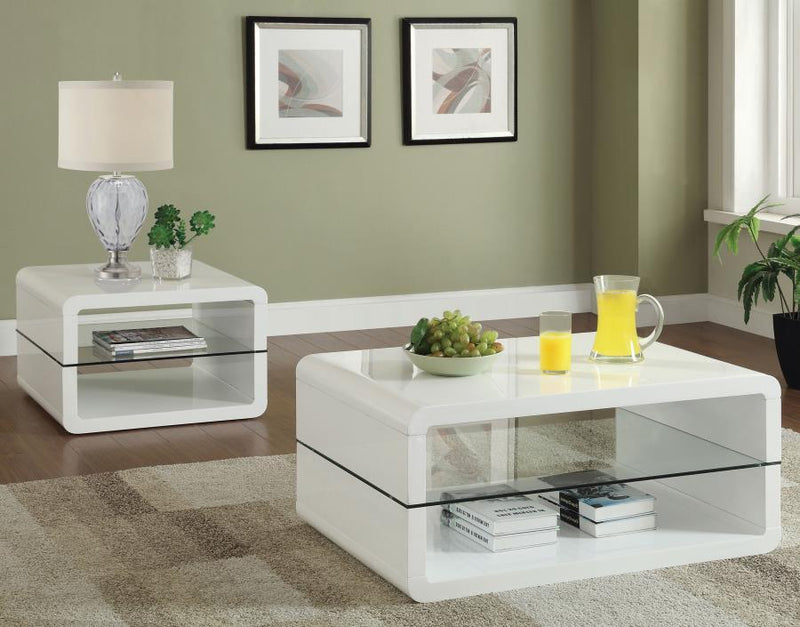 Elana - Square 2-Shelf End Table - Glossy White