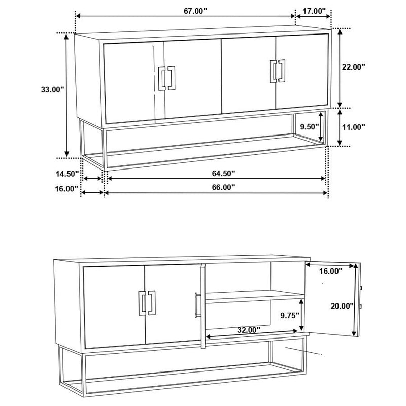 Borman - 4 Door Wood Accent Cabinet - Walnut And Black