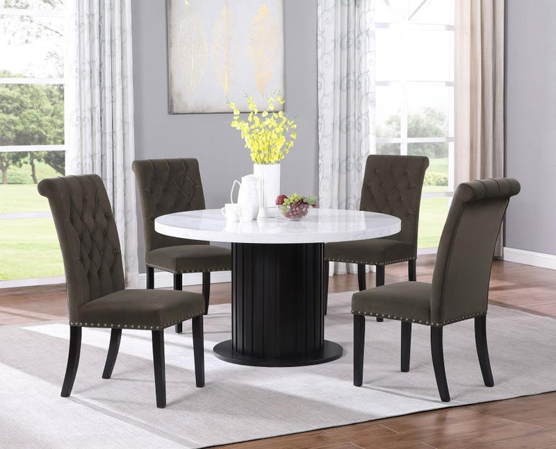 Sherry - Round Dining Table - Rustic Espresso And White