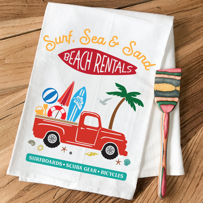 Surf, Sea & Sand Farmhouse Truck - Kitchen Towel