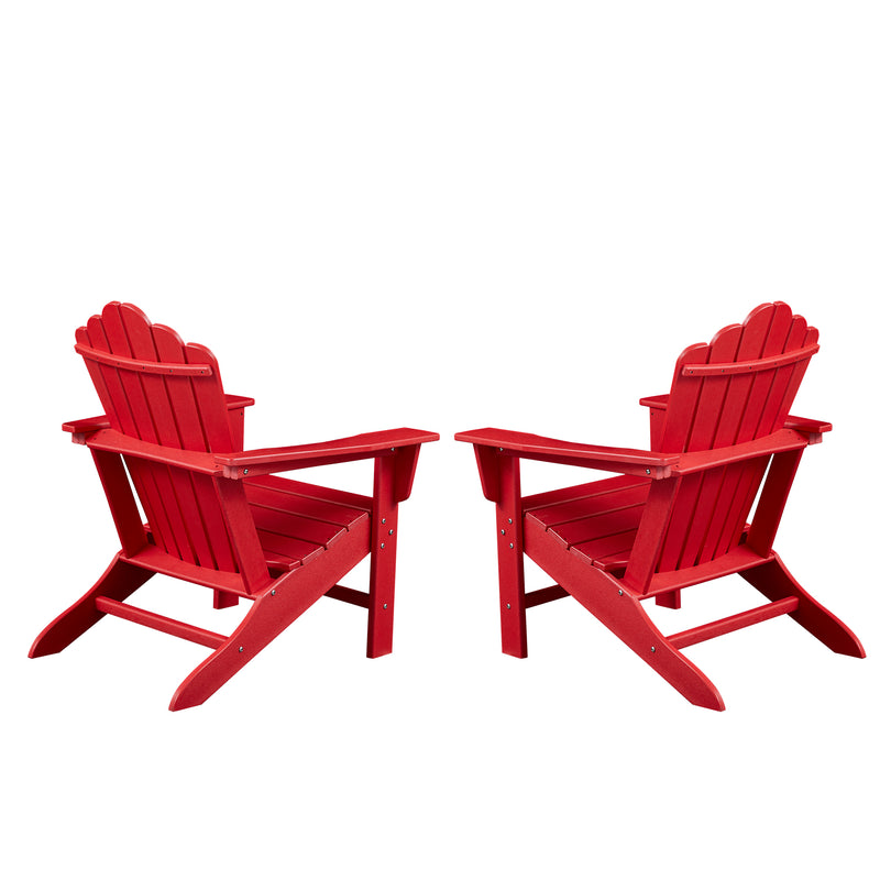 Classic Outdoor Adirondack Chair Set of 2 for Garden Porch Patio Deck Backyard, Weather Resistant Accent Furniture, Red