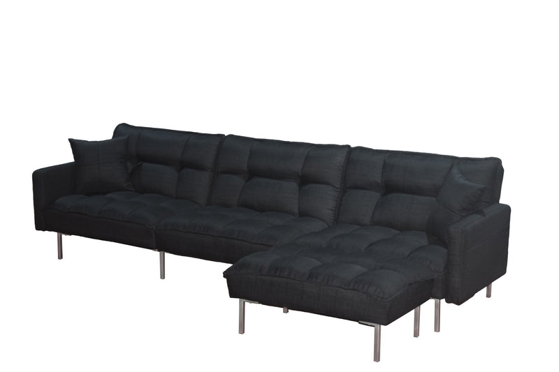 Sectional sofa couch sleeper black