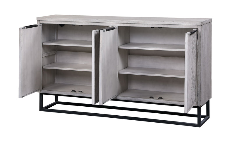 Aspen Court II - Four Door Media Credenza - Herringbone White Rub