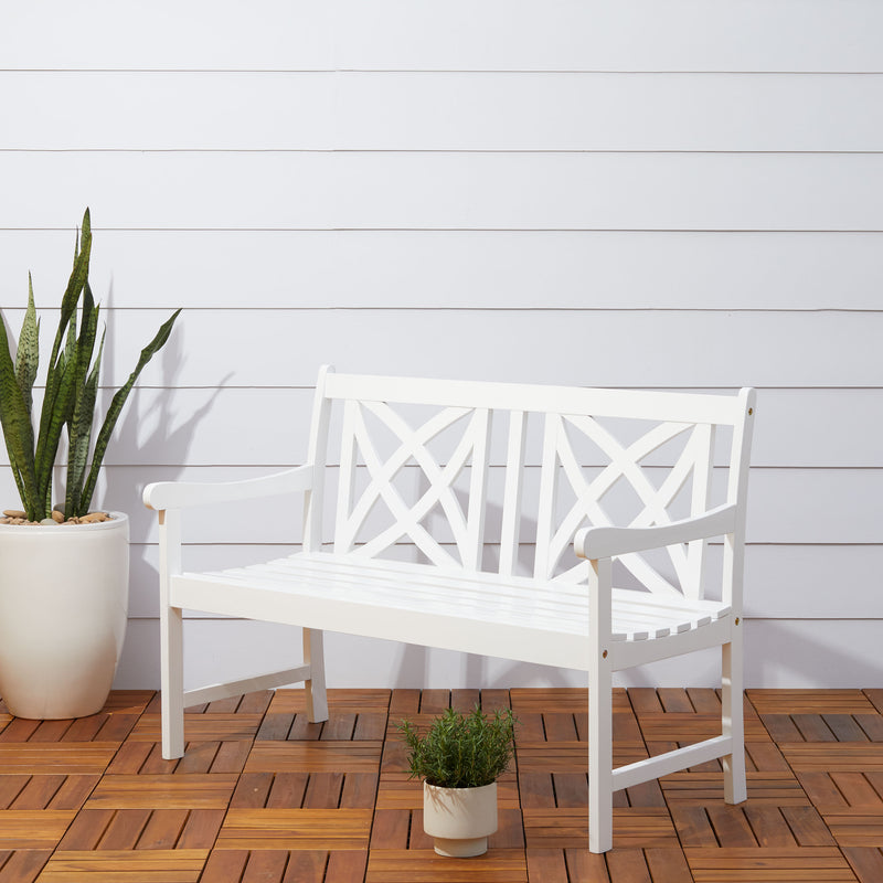 Bradley Outdoor Patio 4-foot Wood Garden Bench in White