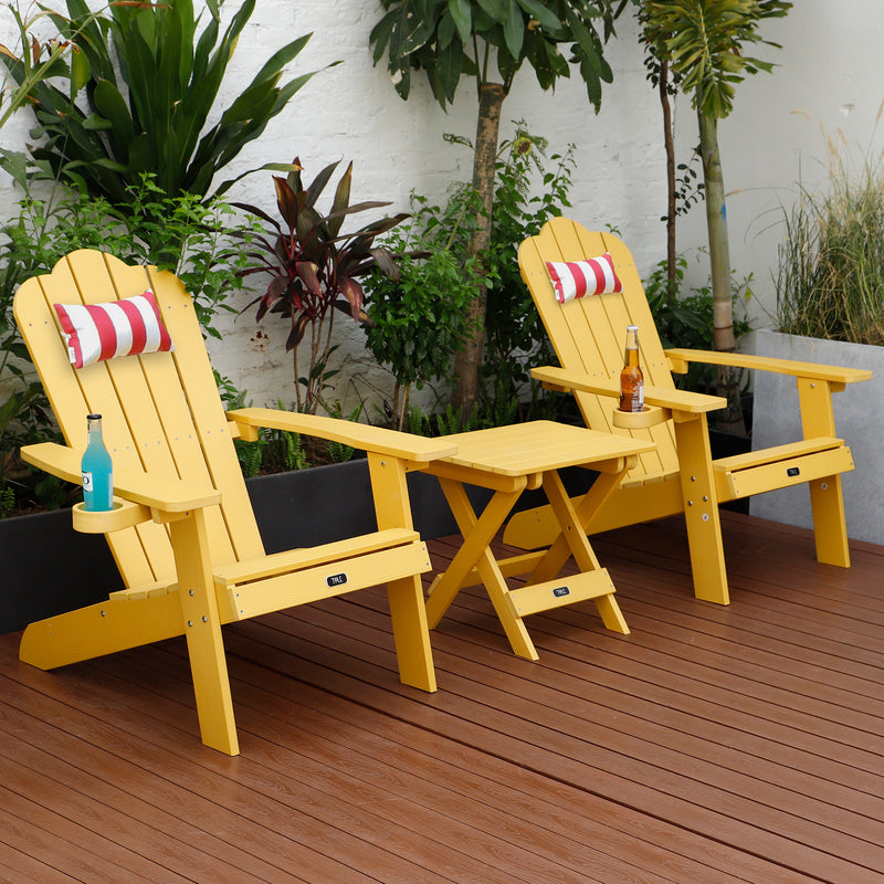 TALE Adirondack Chair Backyard Furniture Painted Seating with Cup Holder All-Weather and Fade-Resistant Plastic Wood for Lawn Outdoor Patio Deck Garden Porch Lawn Furniture Chairs Yellow