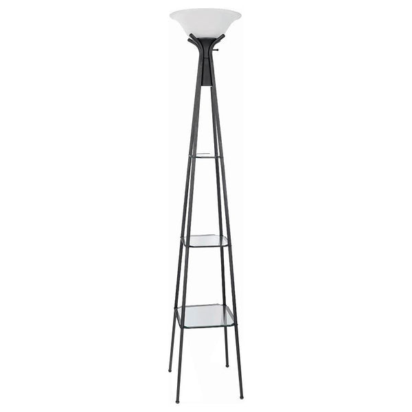 Gianni - 3-Shelf Frosted Torchiere Floor Lamp - Black