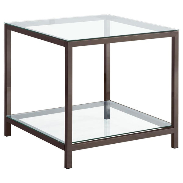 Trini - End Table With Glass Shelf - Black Nickel