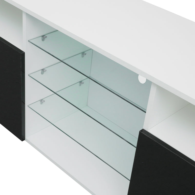 TV Stand High Gloss Doors Modern TV Stand LED(White/Black)